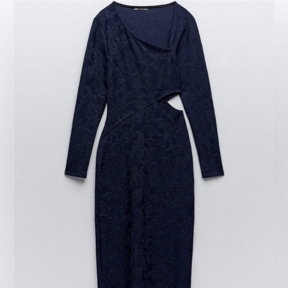 NWOT Zara Navy Long Sleeve Dress